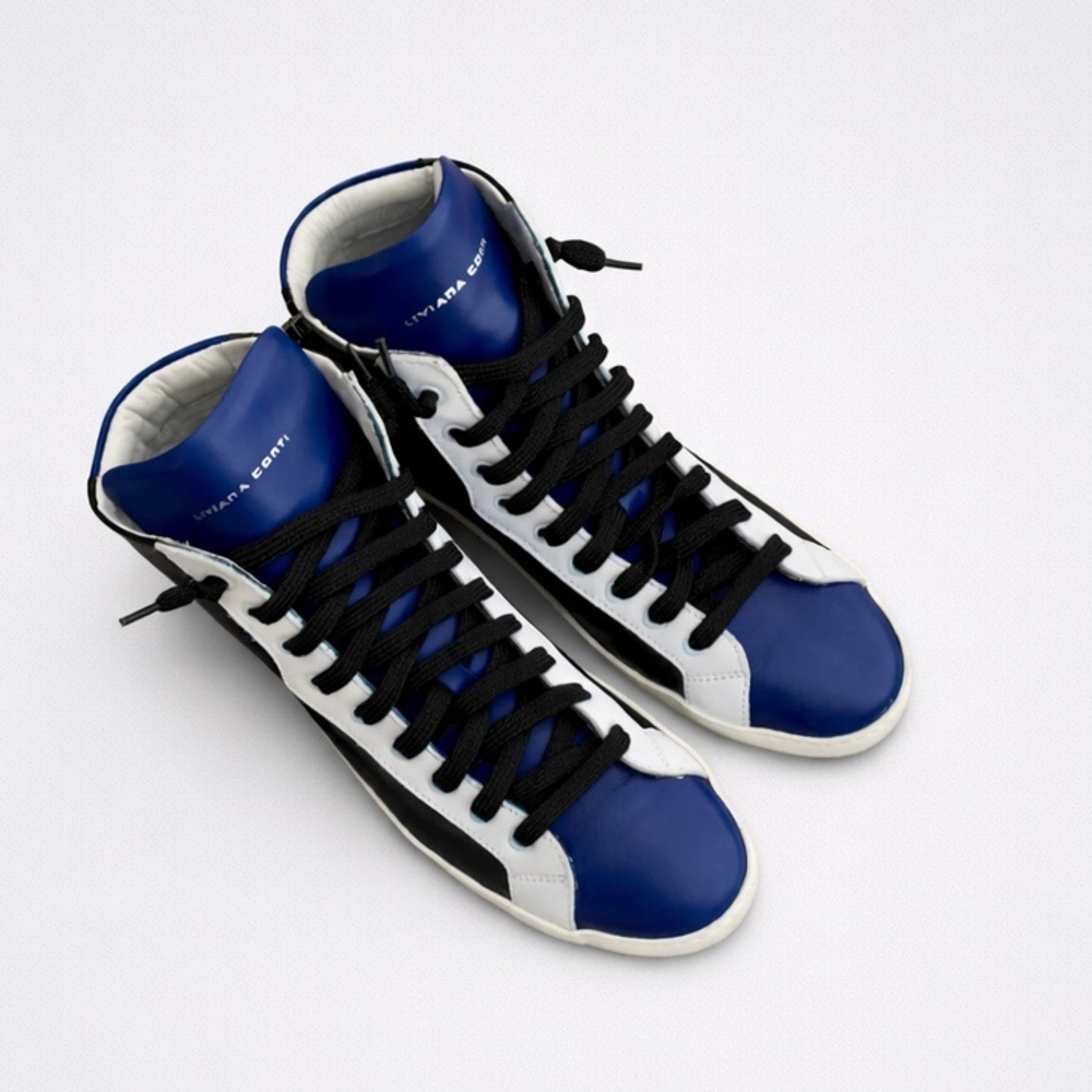 Liviana Conti Italian Leather Colorblock High Top Sneakers EU 37 / US 7